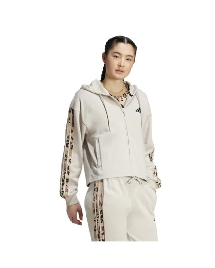 Sweat zip à capuche Femme W AOP FT FZ Beige