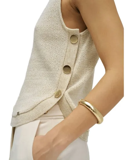 Top Femme Lurex Maille Avec Boutons
