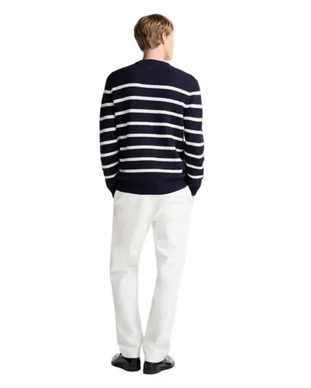 Pull col rond Homme DC HORIZONTAL STRIPE Bleu Marine/Ivoire