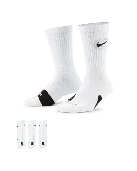 Chaussettes de basketball Unisexe U NK CREW EVERYDAY BBALL 3PR Blanc