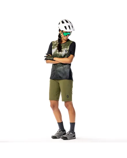 Maillot manches courtes Femme TRAIL FLOW Vert Sapin/Noir