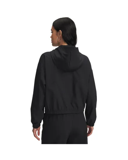 Sweat zip à capuche Femme UA RIVAL WOVEN JKT HD Noir