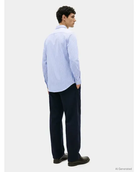 Chemise Homme PERFORMANCE STRIPE PIQUE OXFORD Bleu