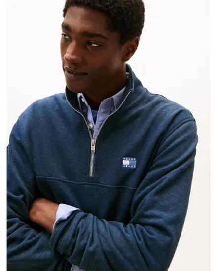 Pull col zippé Homme REG BADGE QZ EXT Bleu Marine