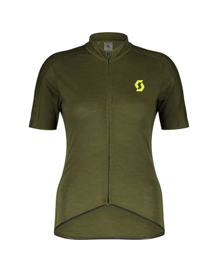 Maillot manches courtes Femme GRAVEL MERINO Vert Sapin/Jaune