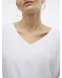 T-shirt col V Femme VMFILLI SS V-NECK TEE NOOS Blanc
