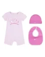 Ensemble 3 pces Bébé fille 3PC ROMPER, HAT, BIB SET Rose