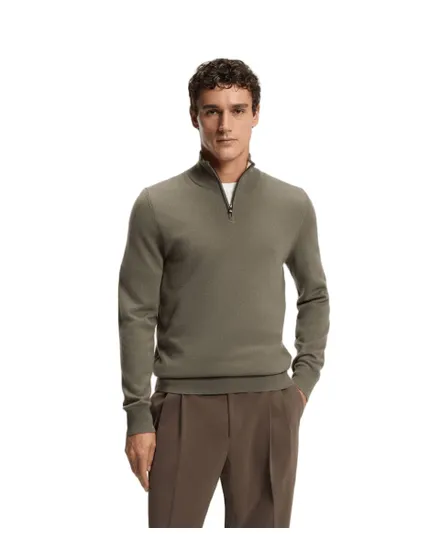 Pull col zippé Homme H-HEMARLO Brun Clair