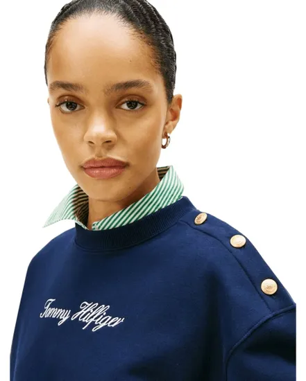 Pull Femme Gold Btn Script Terr