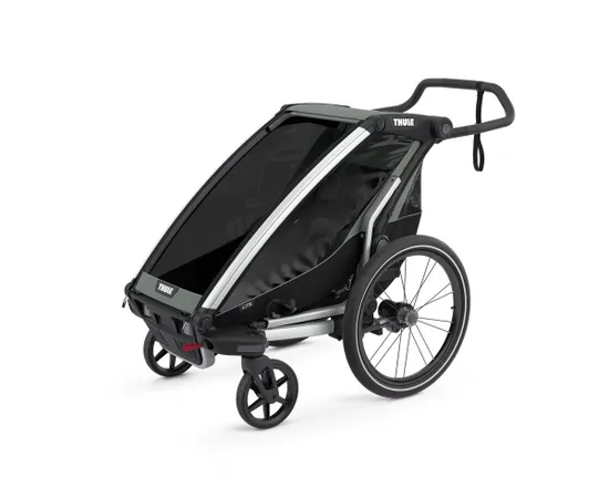 Remorque pour enfant 1 place CHARIOT LITE Aluminium/Vert Agave