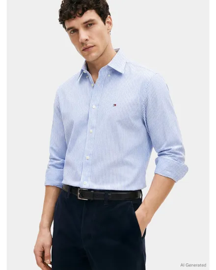 Chemise Homme PERFORMANCE STRIPE PIQUE OXFORD Bleu