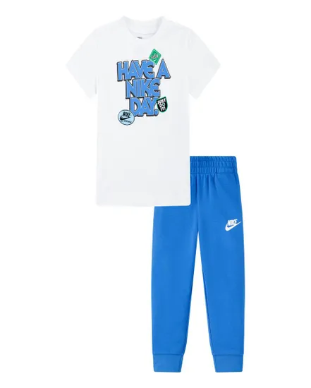 Ensemble tee-shirt et pantalon Garçon B NSW SOA SS TEE FLC PANT SET Blanc