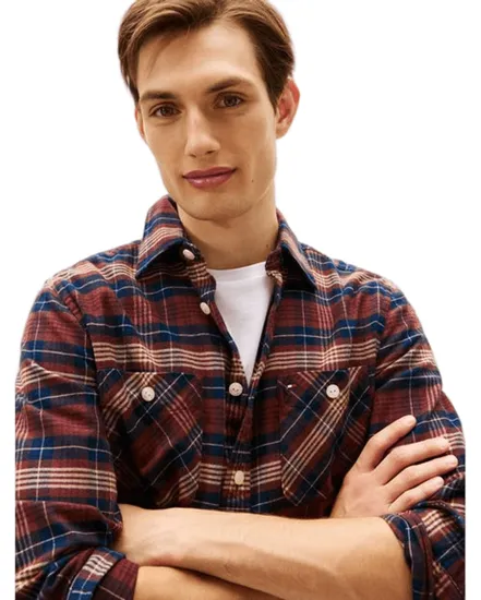 Chemise Homme FLANNEL TARTAN POCKET RF SHIRT Bordeaux