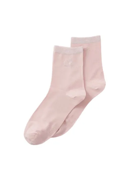 Lot de 2 paires de chaussettes Femme CK WOMEN SHORT SOCK 2P SHINY LOGO Rose