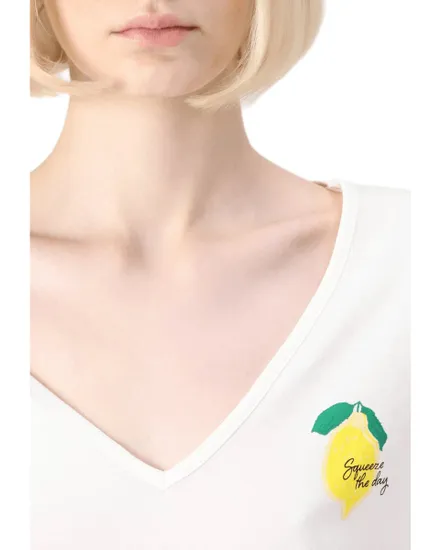 T-shirt col V Femme VMBITONA S/S V-NECK T-SHIRT JRS BTQ Blanc