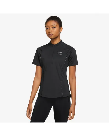 T-shirt zippé manches courtes Femme W NK DF AIR SS HZ TOP Noir