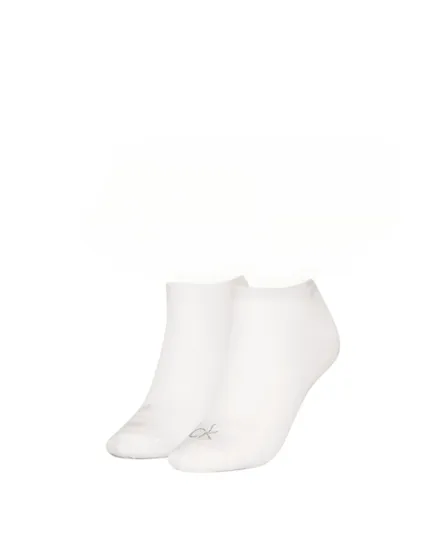 Lot de 2 paires de chaussettes Femme CK WOMEN SNEAKER 2P SHINY LOGO Blanc