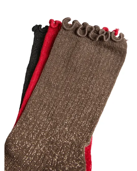 Lot de 3 Chaussettes Femme Noël Volants