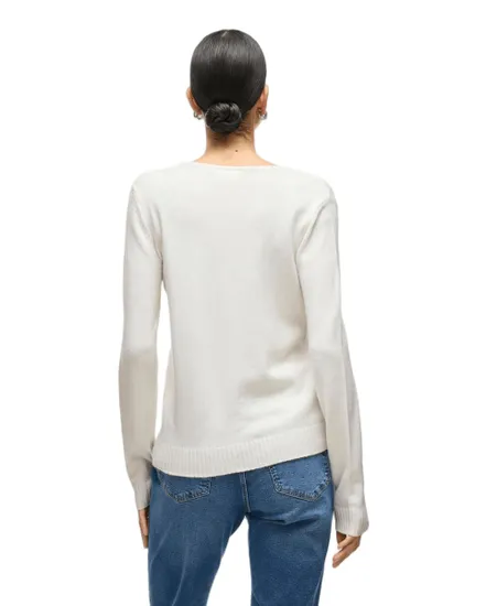 Pull col V Femme VIRIL V-NECK L/S KNIT TOP NOOS Blanc