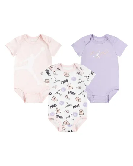 Ensemble 3 bodies Bébé fille JUMPMAN FLIGHT PATCH AOP SET Rose