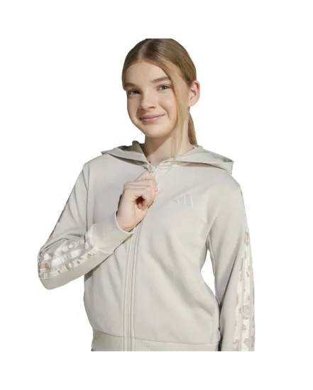 Sweat zip à capuche Fille G ANML 3S FT HD Beige