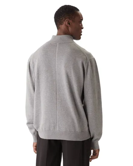 Pull col zippé Homme LS SUPIMA QZ SWEATER 12GG Gris Chiné