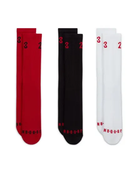 3 paires de chaussettes Unisexe U J ESSENTIAL CREW rouge, noir et blanc