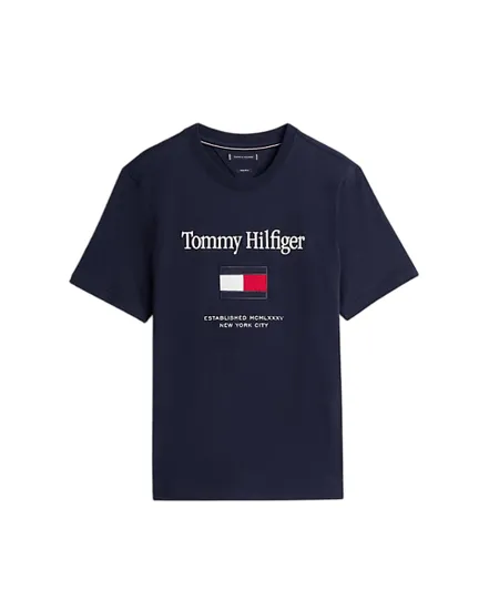 T-shirt col rond Homme TOMMY EMBRO FLAG TEE Bleu Marine