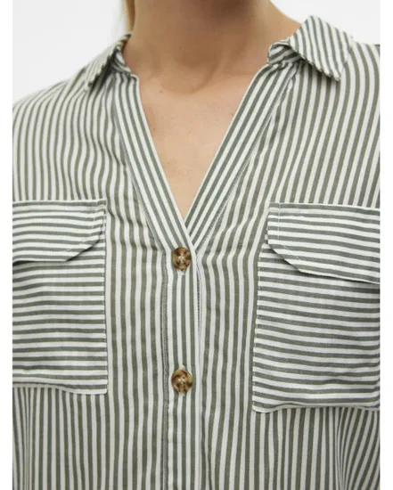 Chemisier Femme VMBUMPY L/S SHIRT NEW WVN GA NOOS Vert Rayé