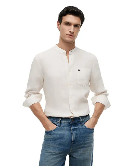 Chemise Homme Pin Stripe Linen Mao