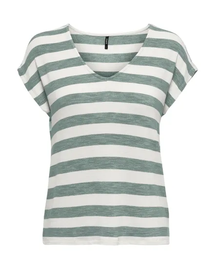 T-shirt manches courtes Femme ONLLIRA LIFE S/S V-NECK TOP JRS NOOS Gris