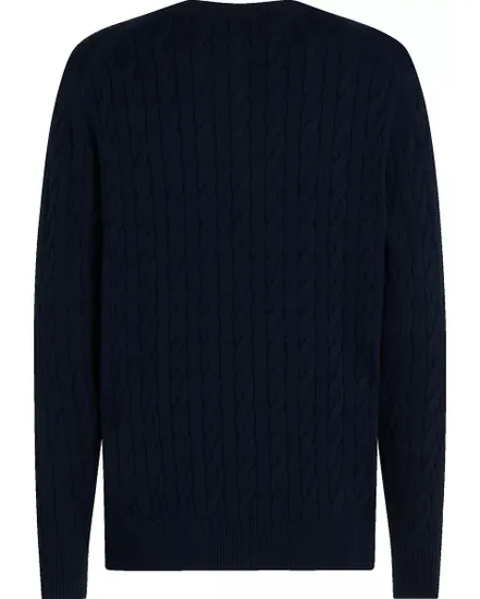 Pull Homme CLASSIC COTTON CABLE CREW NECK Bleu