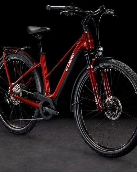 Vélo électrique trekking Femme TOURING HYBRID EXC 500 Rouge