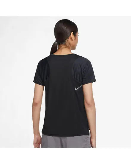 top de running femme W NK DF RACE TOP SS Noir