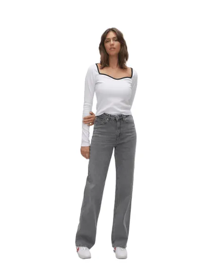 Jean Femme VMTESSA HR WIDE JEANS RA206 GA NOOS Gris