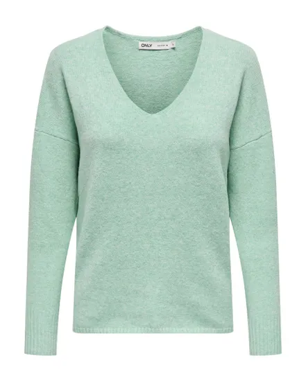 Pull en maille manches longues Femme ONLRICA LIFE L/S V-NECK PULLO KNT NOOS Vert