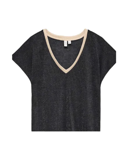 T-shirt col V Femme VMGITA S/S TOP JRS BTQ Noir