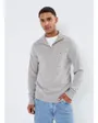 Pull col zippé Homme LAMBSWOOL ZIP MOCK Gris Chiné