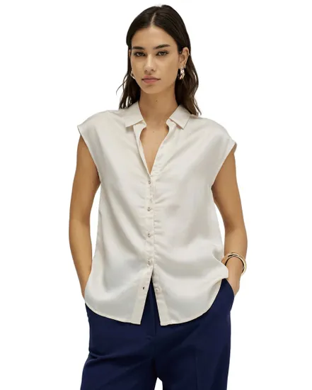Chemise Sans Manches Femme Basic Light Denim