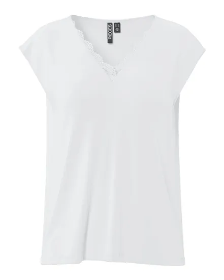 T-shirt Femme Dentelle Col V Noir