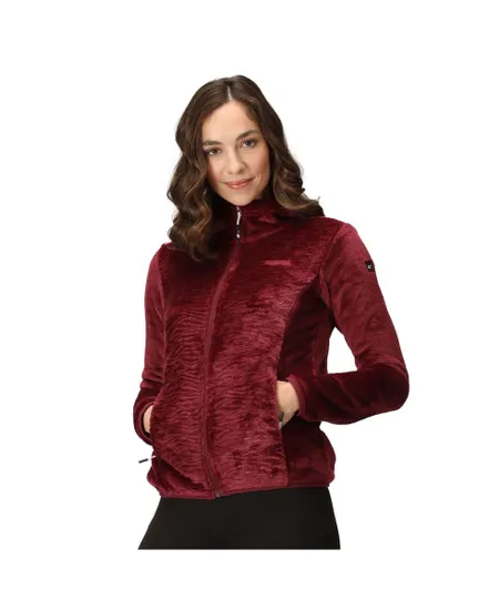 Veste Polaire Femme à Capuche Zippé - Bordeaux - Grande Taille - Sports Blouson Manteau Or - Sport