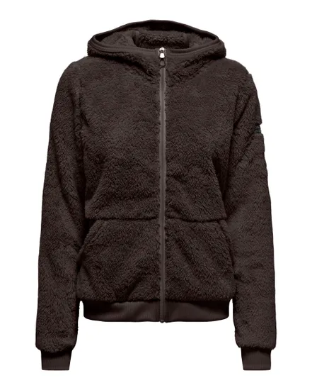 Veste à capuche manches longues Femme ONPFLUFFY HOOD FZ LS JCK Marron