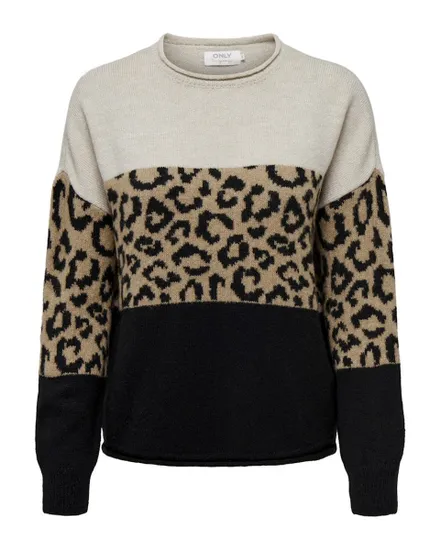 Pull Femme ONLJADE ANIMAL LS O-NECK KNT NOOS