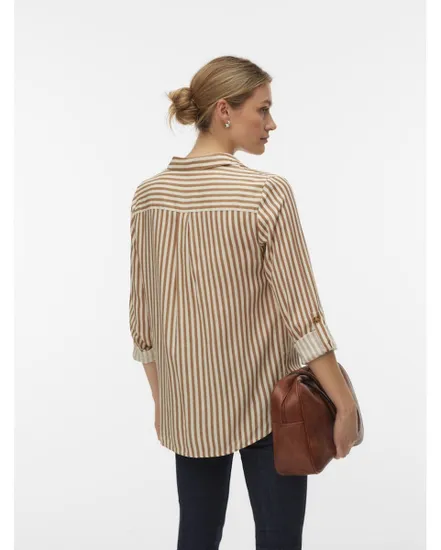 Chemisier Femme VMBUMPY L/S SHIRT NEW WVN GA NOOS Écru Rayé
