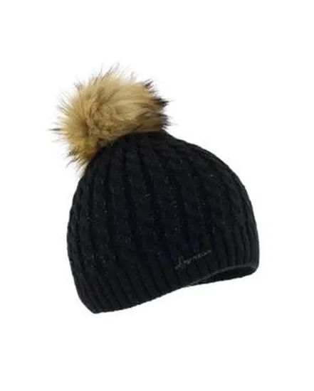 Bonnet Femme BONNET TORSADE UNI AVEC POMPON EN FAUSSE FOURRURE Noir