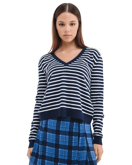 Pull Femme Rayé Col V