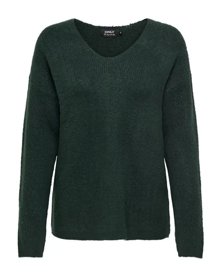 Pull Femme ONLCAMILLA V-NECK L/S PULLOVER KNT NOOS Vert