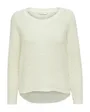 Pull en maille manches longues Femme ONLGEENA XO L/S PULLOVER KNT NOOS Blanc