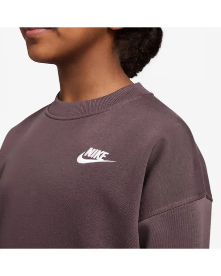 Sweat Fille G NSW CLUB FLC OVRSZD CREW LBR Marron