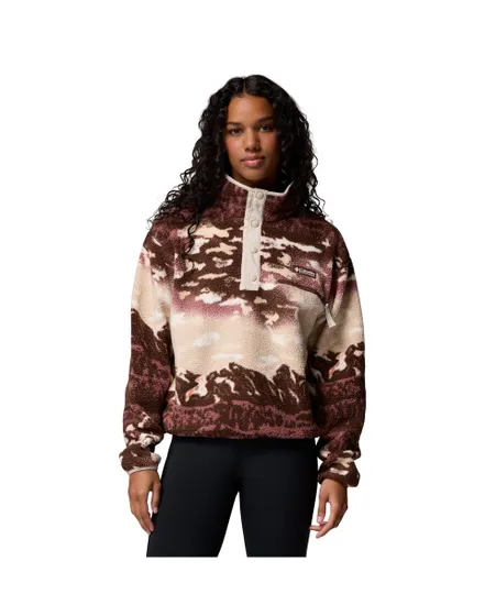 Polaire Femme HELVETIA II PRINTED CROPPED HALF SNAP Marron